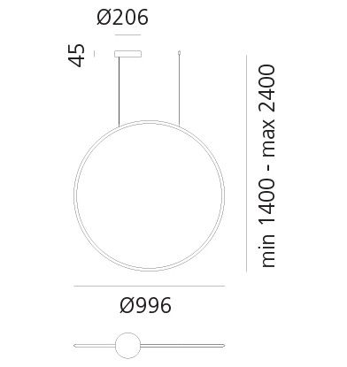 1993 010APP DISCOVERY VERTICAL Satinized aluminium///clear подвесной LED 1х56  х   