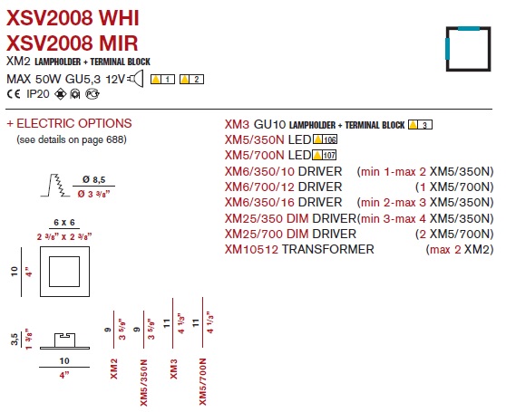 XGQ1034-2 WHI INVISIBILI white/// встраиваемый G53 2х75  х   