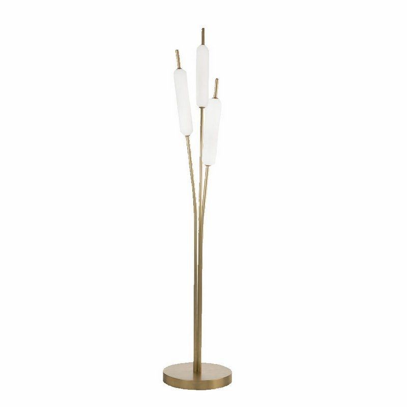 285.04.ON TYPHA natural brass/white borosilicate glass// напольный LED 3х14  х   