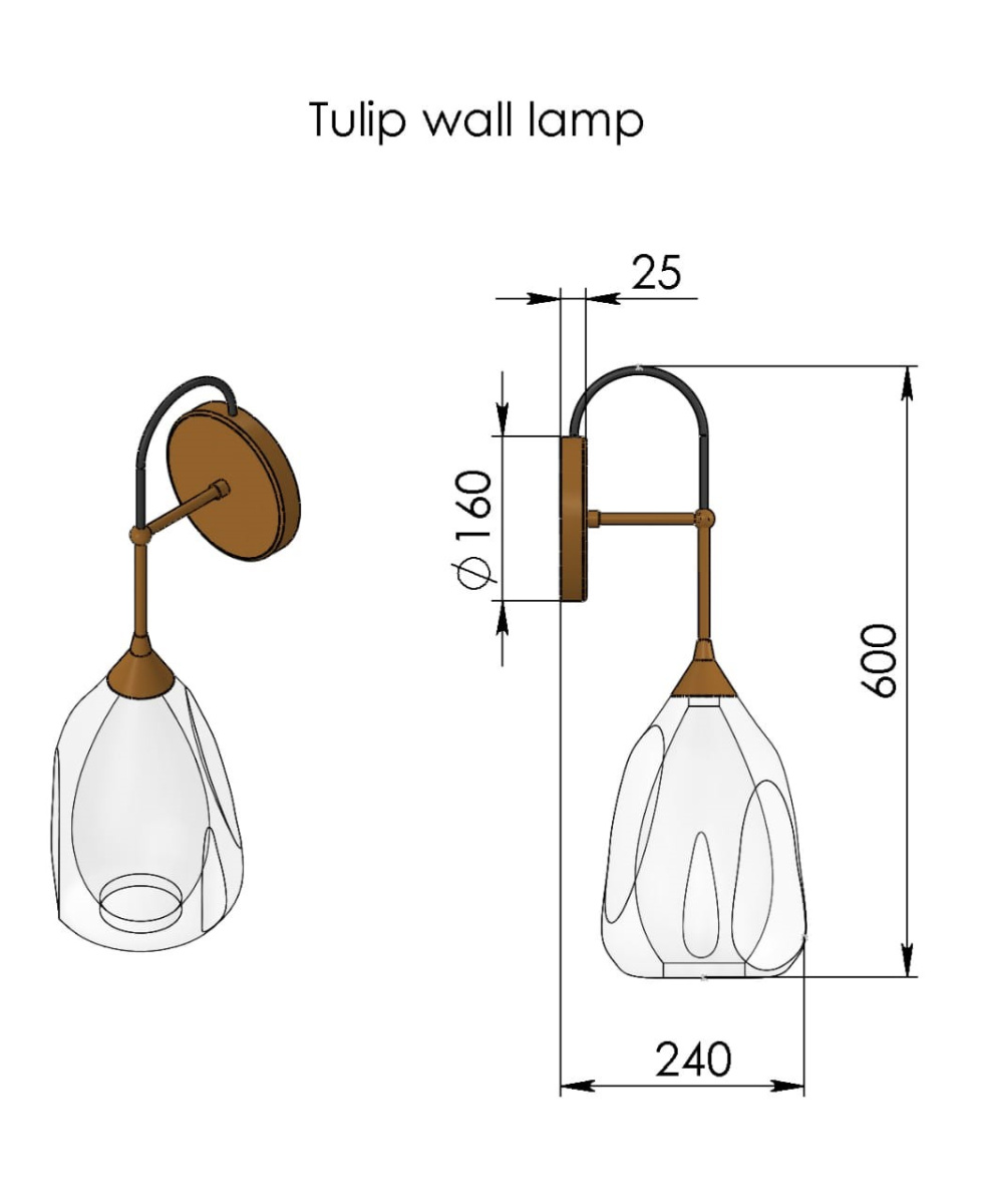 TULIP MINI WALL  TULIP латунь/прозрачный// настенный E27 1х60  х   