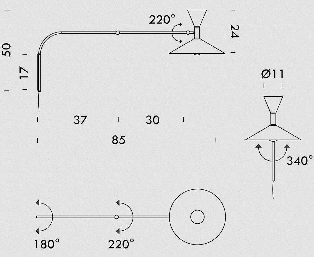 LMM ENN 31 LAMPE DE MARSEILLE MINI black/ настенный E14 2х46  х   