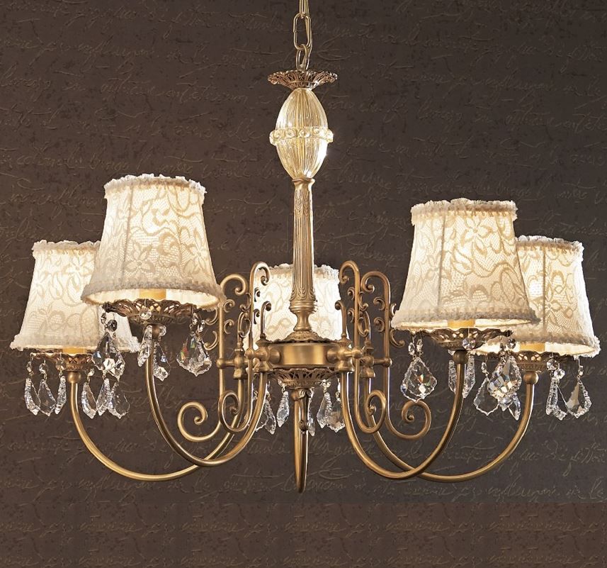 L 1290/5 BIS  antique gold/lacy shades// подвесной E14 5х40  х   