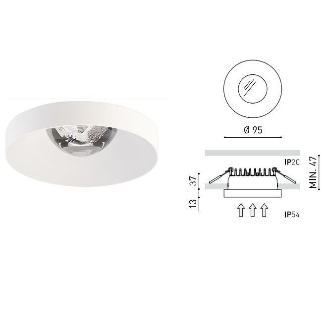 A3142011WT PUCK RECESSED L white///transparent встраиваемый LED 1х12  х   