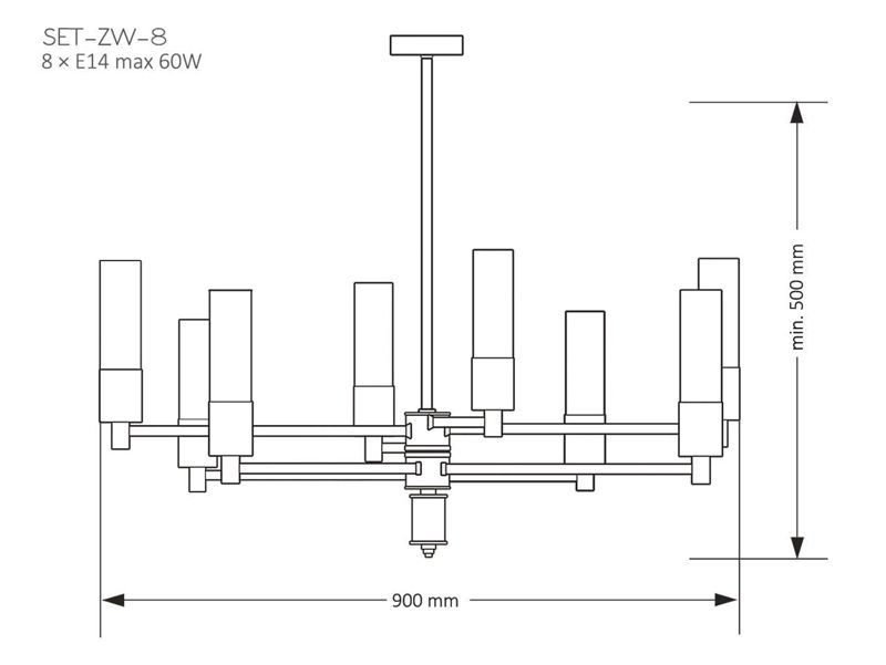 SET-ZW-8 (N) SETI полированый никель/прозрачное// подвесной E14 8х60  х   