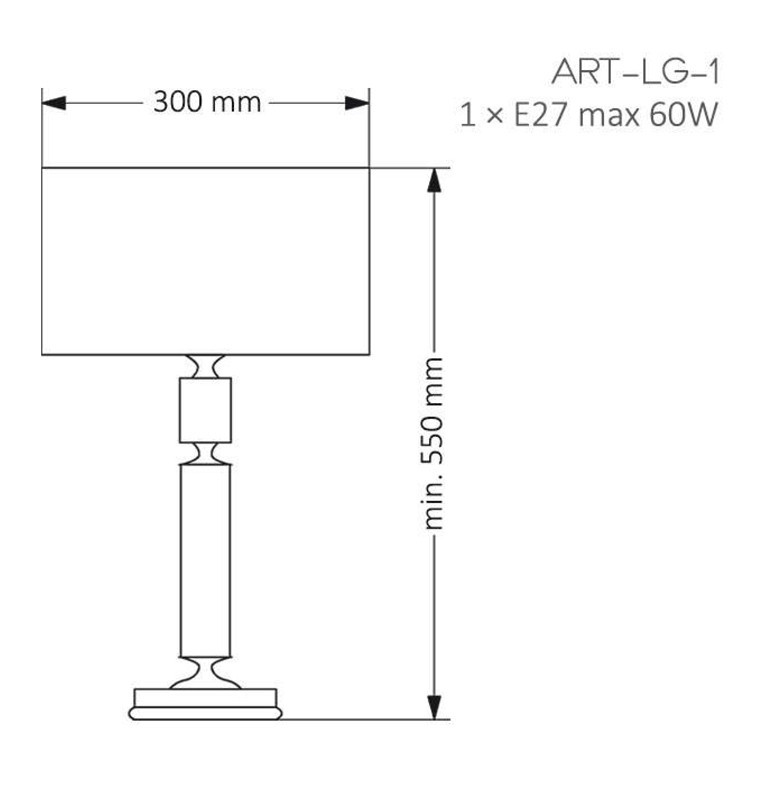 ART-LG-1(N/A)-21 ARTU полированный никель/белый// настольный E27 1х60  х   