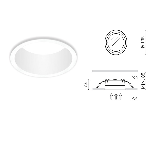 A2501211WT DEEP MINI white///white встраиваемый LED 1х7  х   