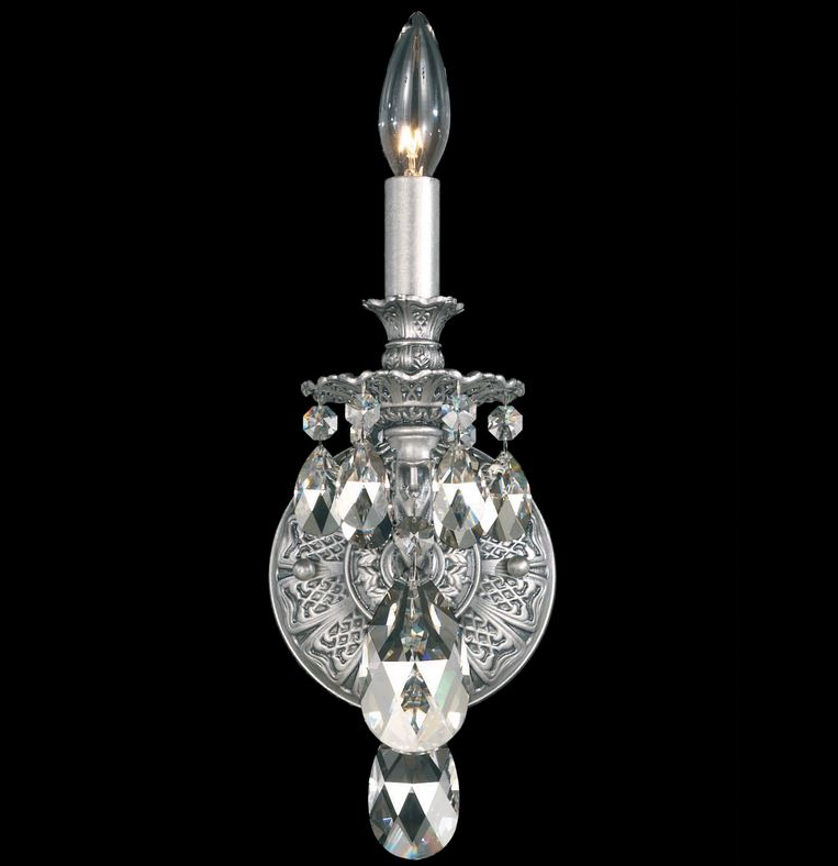 5641 48 O MILANO antique silver/optic crystal// настенный E14 1х40  х   
