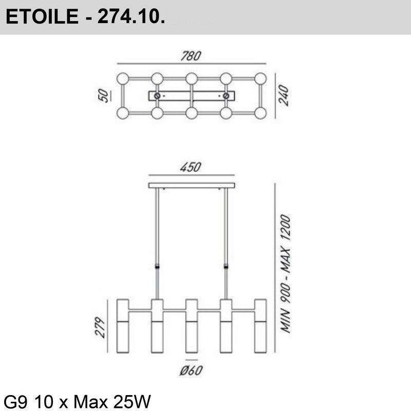 274.10.ONB ETOILE Brass/White// подвесной G9 LED 10х5  х   