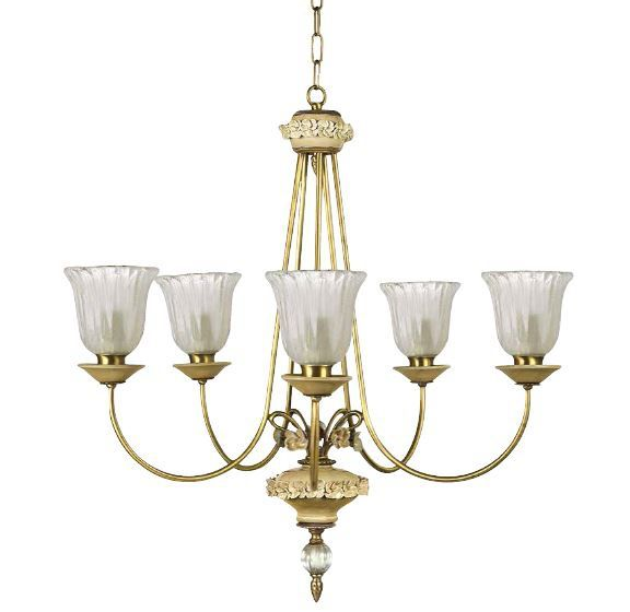 5174/5 FASCIA FIORI brushed brass/ivory ceramic/// подвесной E14 5х60  х   