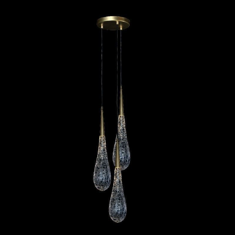 DROP 3 D210 mm Drop Three Pendant латунь/прозрачный/кракле// подвесной G9 3х40  х   