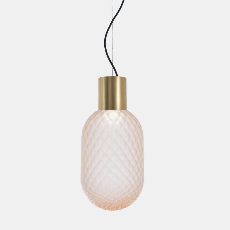 279.01.PS BLOOM natural brass/pink frosted// подвесной E27 1х15  х   