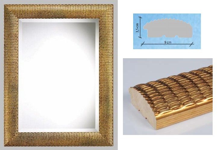 466RMO468/466 rett 48x68/64x84 Зеркало, gold foil, дерево/стекло, 64х84х3,5 см   