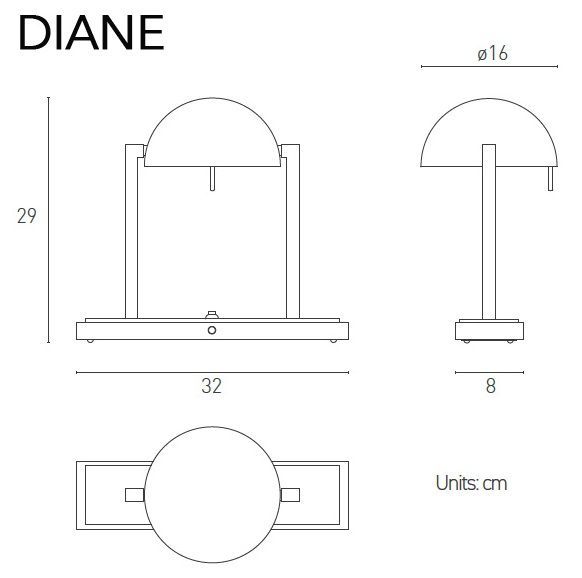 DIA150 DIANE black marble/chrom// настольный E14 1х8  х   