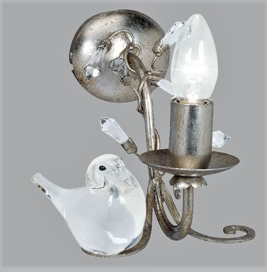 GM 16  silver/glass bird left// настенный E14 1х40  х   