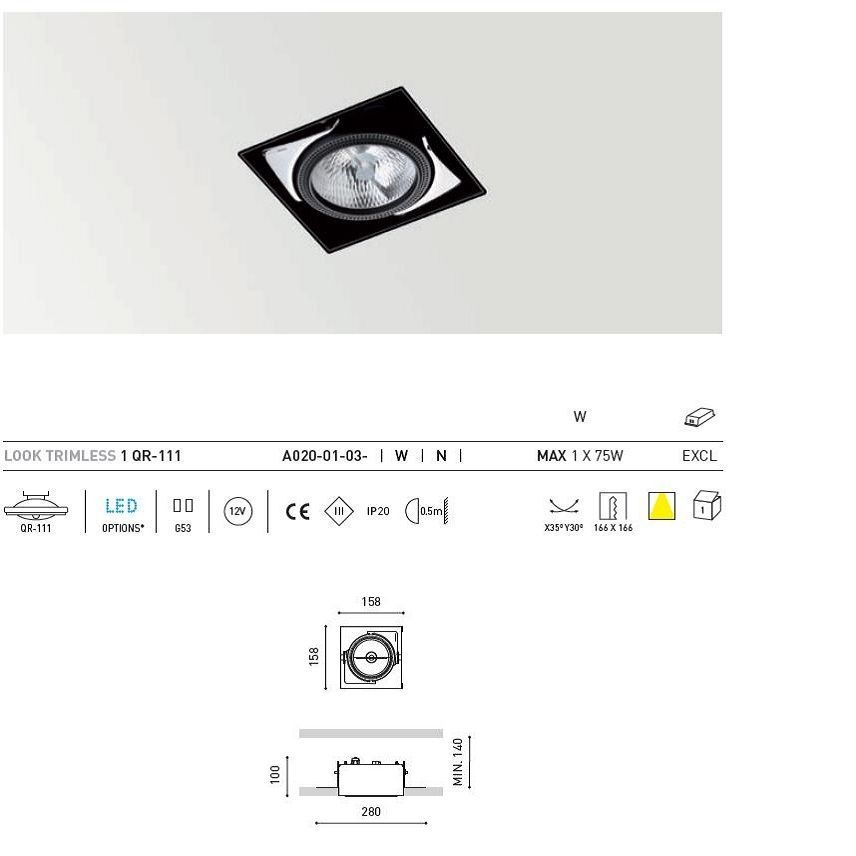 A020-01-03-N LOOK Trimless by MOMO d-n black/chrome/// встраиваемый G53 1х75  х   