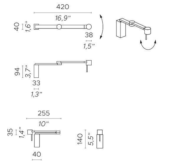 ACAM.001387 MANHATTAN satin nickel/// настенный LED 1х3  х   