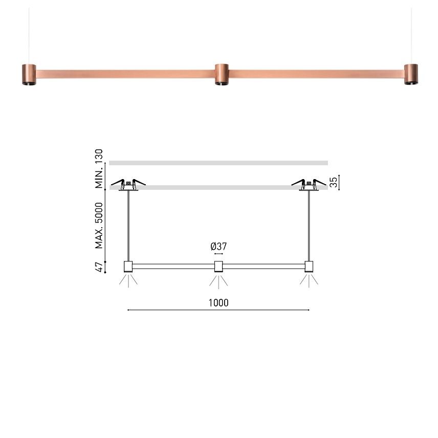 A3420010BC ART Brushed Copper/// подвесной LED 3х2,1  х   