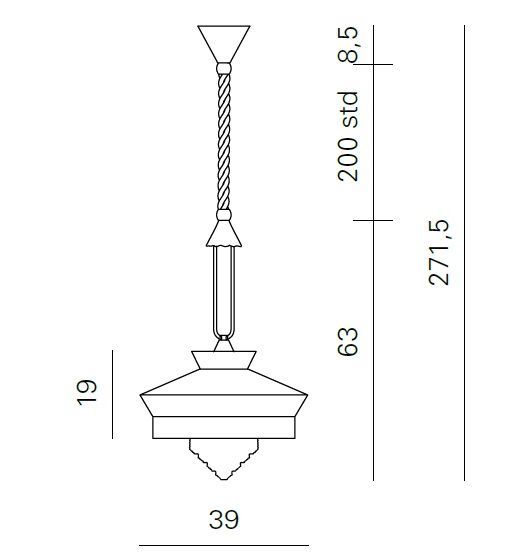 ACAM.002019 P45006 CALYPSO brass satin /building//clear подвесной E27 1х23  х   