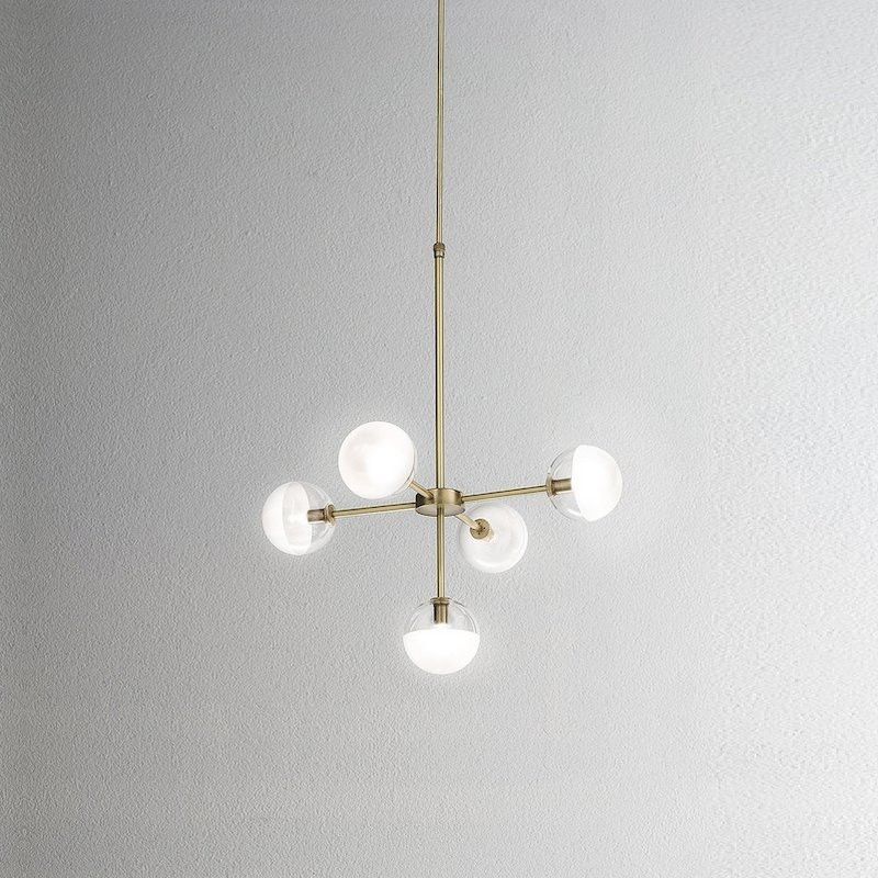 275.09.ONT MOLECOLA Brass /Crystals clear and frosted// подвесной G9 LED 5х5  х   