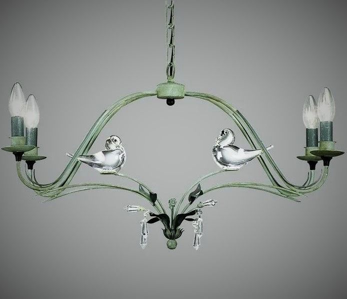 NO 49  green/glass bird// подвесной E14 4х40  х   