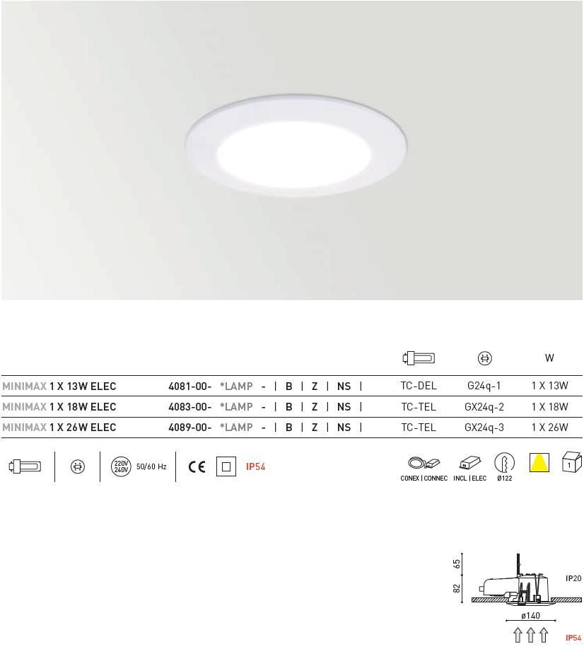 4089-00-00 B MINIMAX white///white встраиваемый GX24q-3 1х26  х   