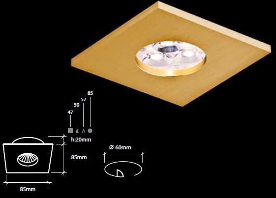 2006 IP65 ALUMINIO GOLD gold///transparent встраиваемый GU5.3 1х50  х   