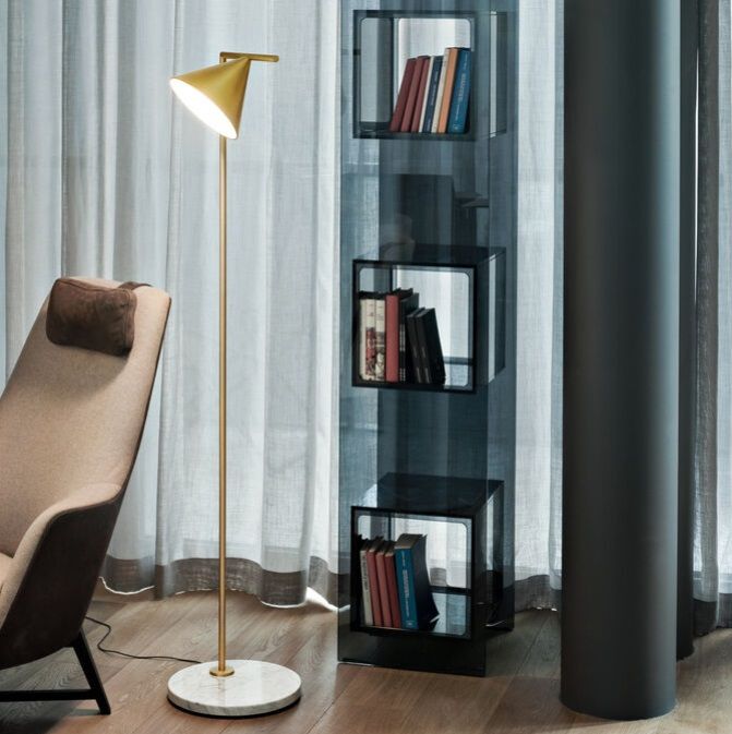 F1530059 CAPITAN FLINT white marble/brushed brass//white напольный LED 1х20  х   