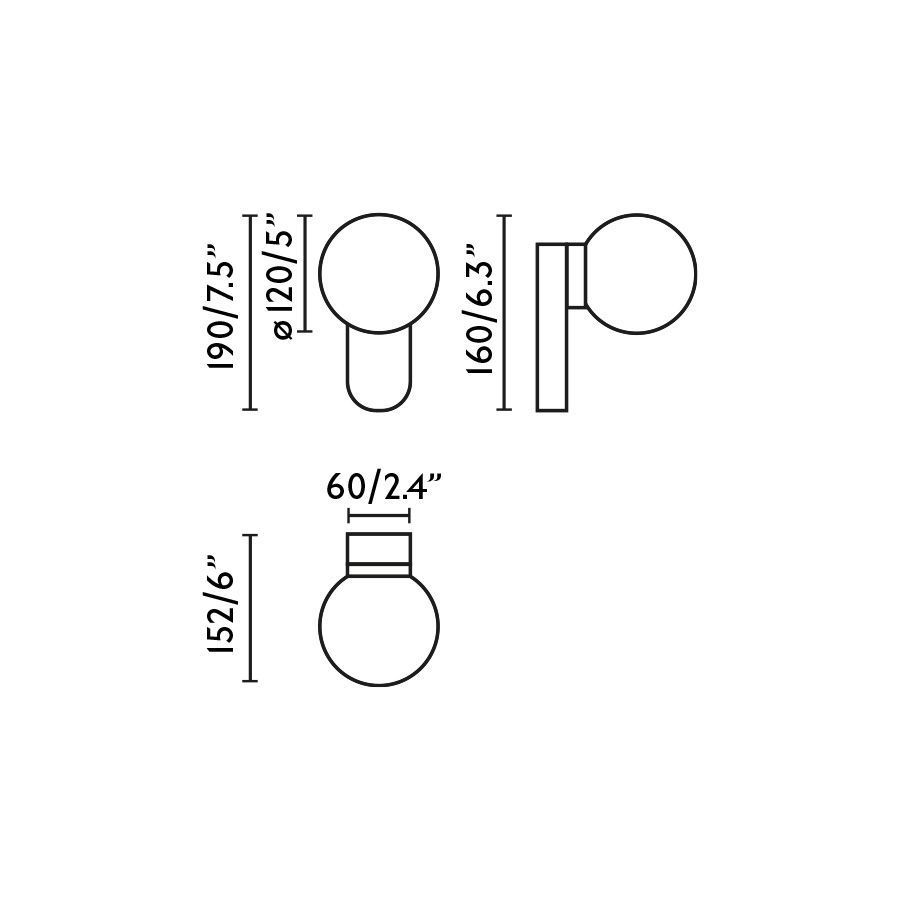 62830 MABE Matt Black/Opal// настенный LED 1х6  х   