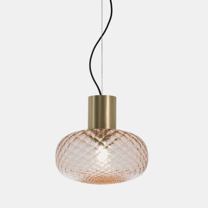 279.02.P BLOOM natural brass/pink transparent// подвесной E27 1х15  х   