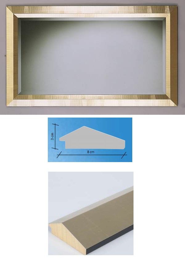 206RMO535/206 rett 55x105/70x121 Зеркало, gold foil, дерево/стекло, 121х70х3 см   