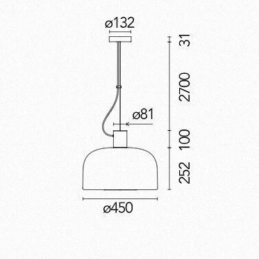 F1081064 BELLHOP GLASS ALUMINUM/WHITE// подвесной E27 1х30  х   
