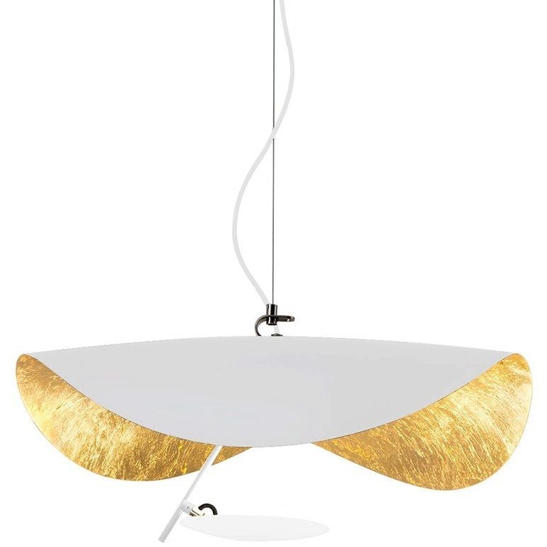 LS16 LEDERAM MANTA S1 white/gold/satin-rod white disk// подвесной LED 1х17  х   