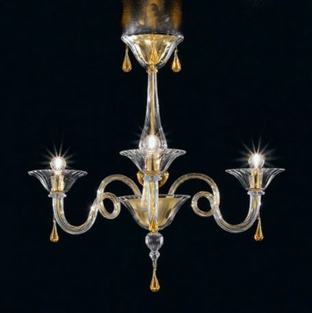 1380/3 D.CR.A SOFFIO gold/transparent// потолочный E14 3х40  х  1380/3 D.CR.A