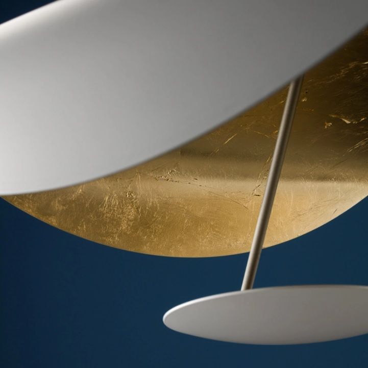 LS16 LEDERAM MANTA S1 white/gold/satin-rod white disk// подвесной LED 1х17  х   
