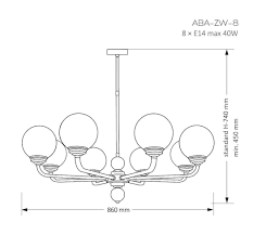 ABA-ZW-8(P) ABANO патинированная латунь/белый// подвесной E14 8х40  х   