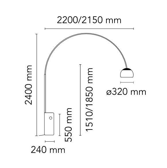 F0304000 ARCO K LIMITED EDITION STEEL/CRYSTAL// напольный E27 1х23  х   