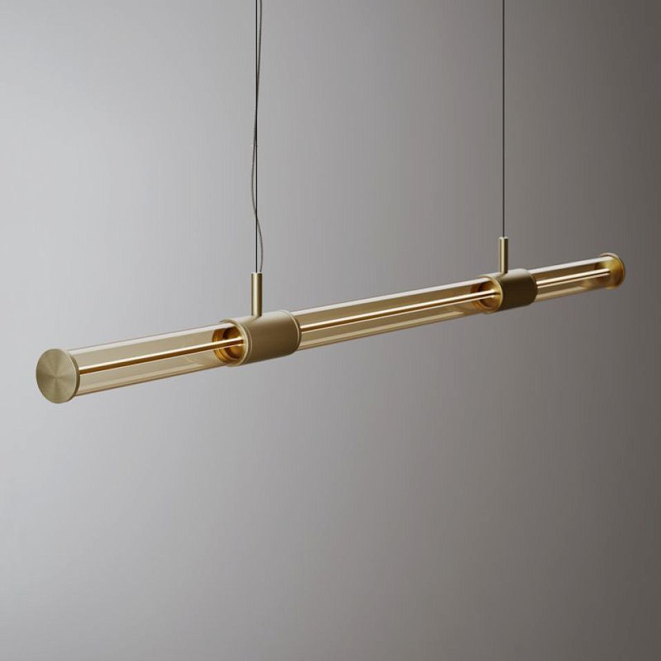028S2M11B.CE/UL CROSS LINEAR LIGHT BURNISHED BRASS/BRONZE GLASS// подвесной LED х19.2  х   