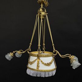 190484-S  яркое золото/белый сатинированный// подвесной E27 1х60 E14 4х40  190484-S