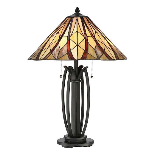 QZ-VICTORY-TL VICTORY Valiant Bronze /Red, Amber & Biscuit// настольный E27 2х60  х  QZ-VICTORY-TL