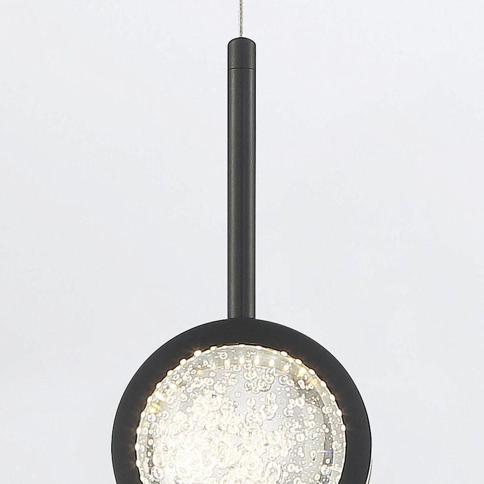 QN-BARLETTA-1P-BK BARLETTA Black/Clear Seeded Glass// подвесной LED 1х6  х   