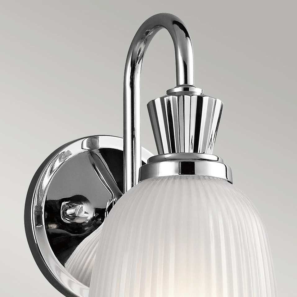 KL-CORA1-BATH CORA Polished Chrome /Ribbed Glass// настенный G9 LED 1х3  х   
