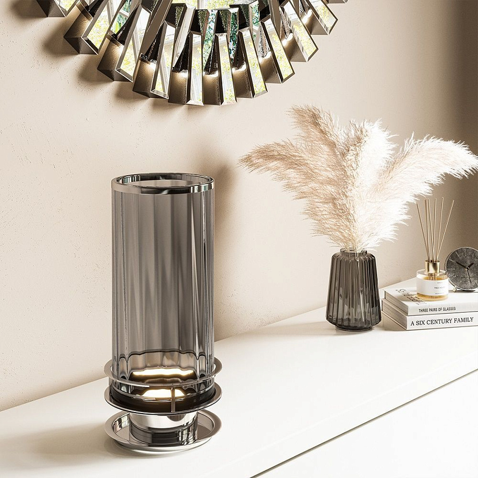 QN-ARNO-SMOKE-PN ARNO Polished Nickel/Smoked tint glass// настольный GX-53 1х9  х   