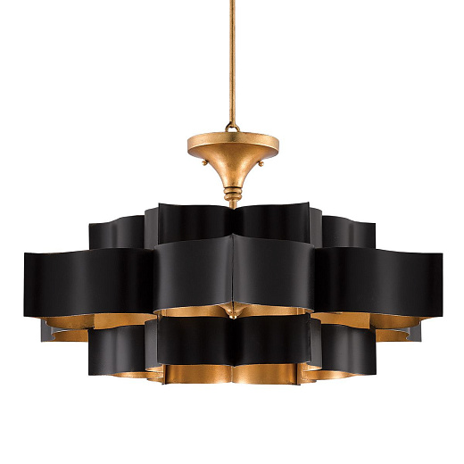 QNC-GRAND-LOTUS-6P-BCGL GRAND LOTUS Matte Black / Contemporary Gold Leaf /// подвесной E14 6х40  х  QNC-GRAND-LOTUS-6P-BCGL