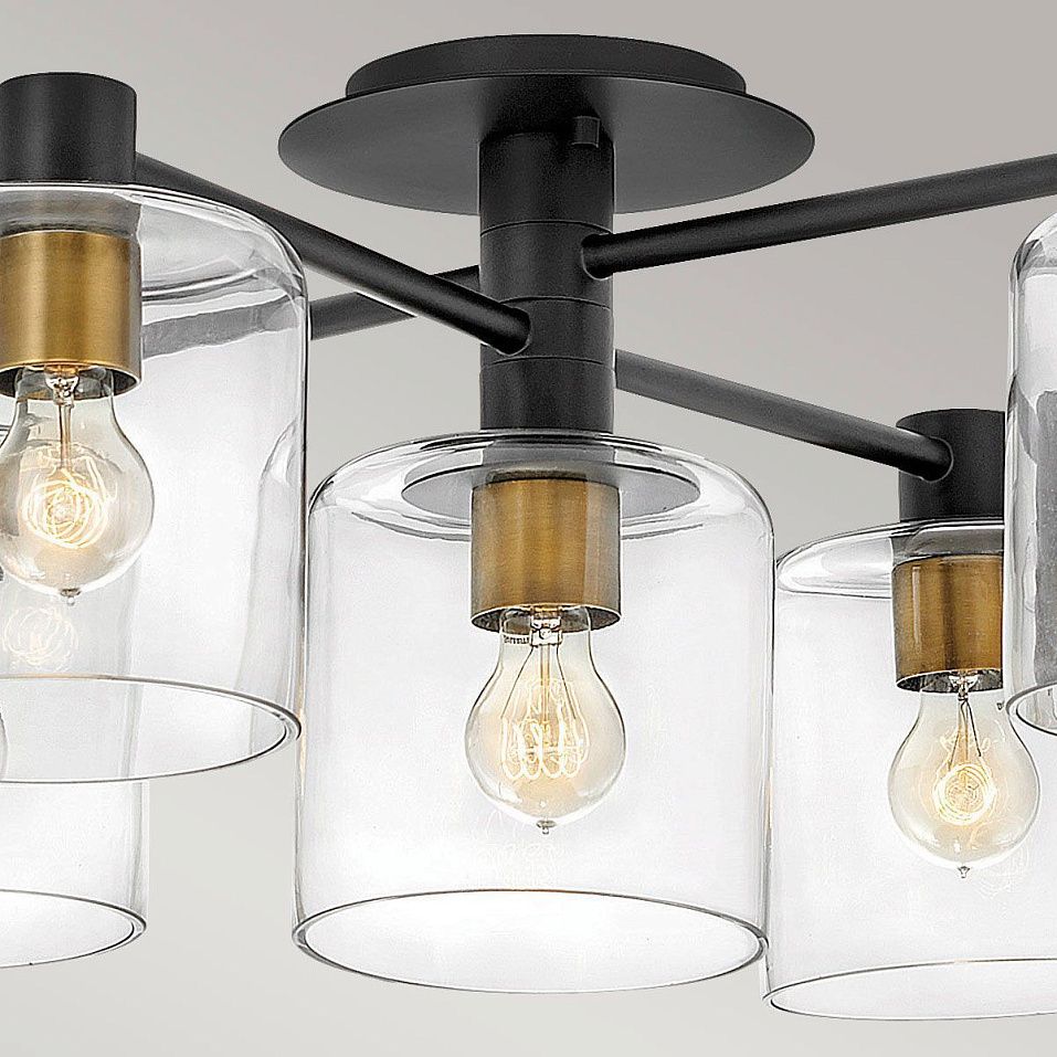 QN-AXEL7-BK  ALEX Black with Heritage Brass/Clear// потолочный E27 7х60  х   
