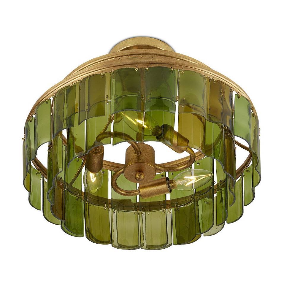 QNC-VINTNER-3SF-GR-CGL VINTNER Contemporary Gold Leaf/Recycled Green// потолочный E14 3х40  х   