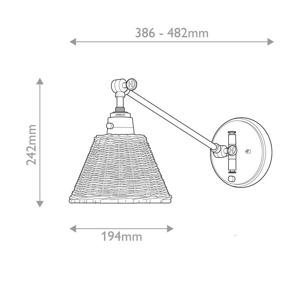 HK-ARTI-1W-BK-NR ARTI  Black/Natural // настенный E27 1х60  х   