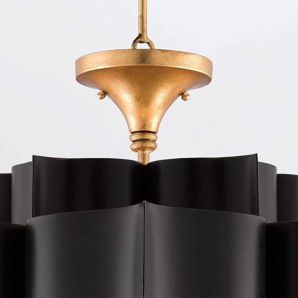 QNC-GRAND-LOTUS-6P-BCGL GRAND LOTUS Matte Black / Contemporary Gold Leaf /// подвесной E14 6х40  х   