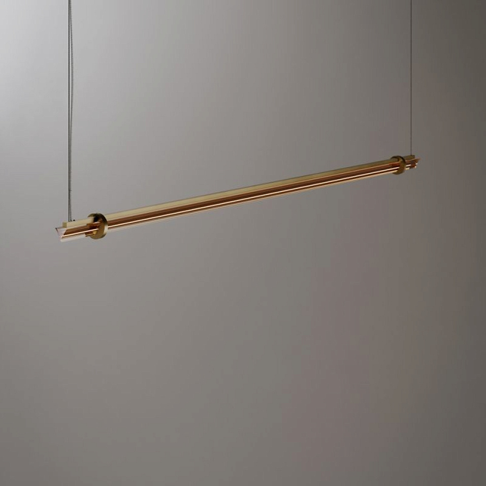 024S2M03G.CE Optical Suspension 1 Natural Burnished Brass /Amber Trihedron //янтарный подвесной LED    