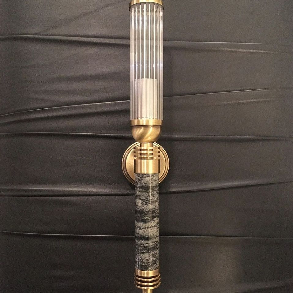 IZA-K-1(P/5)T IZANO brass patina/green grey granit/clear// настенный E14 1х40  х   