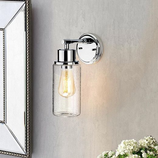 BATH-MORVAH1-PC MORVAH Polished Chrome /Clear Seeded Glass // настенный E27 1х60  х  BATH-MORVAH1-PC